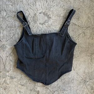 Stylish Black Denim Women's Top